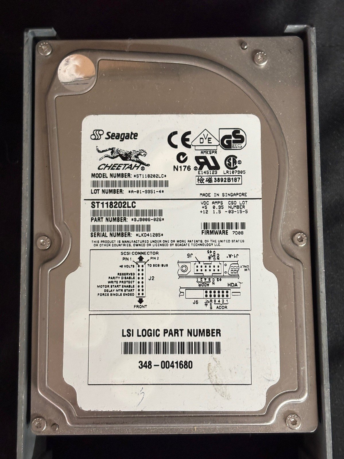 ST118202LC - 9J9006-026  18GB SCSI Disk Drive - 10K   348-0041680