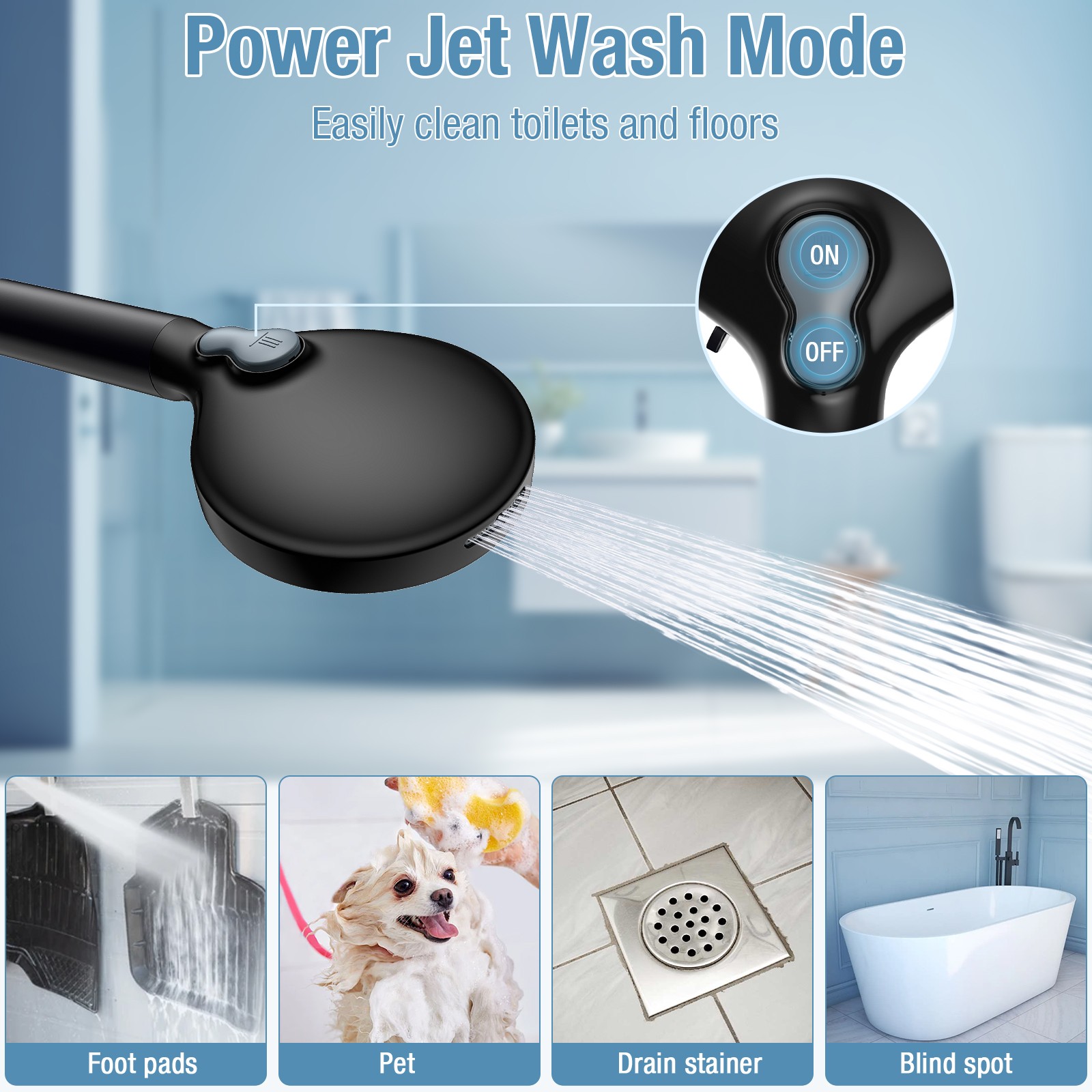 High Pressure Filtered Shower Head with Handheld Adjustable Bracket Matte Black
