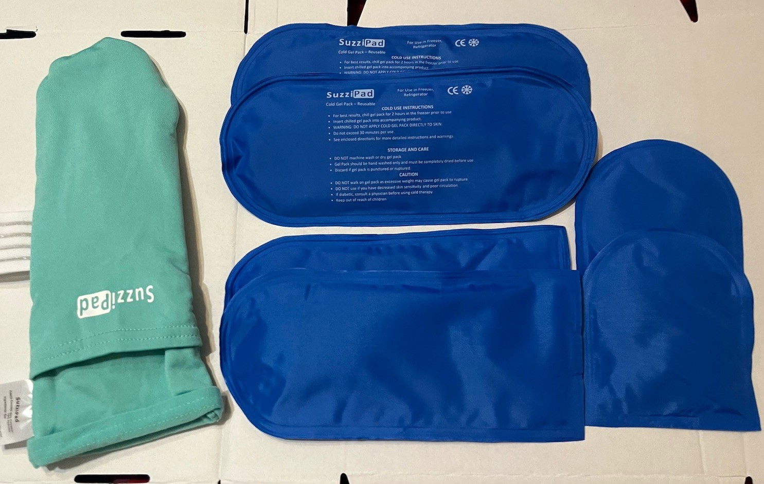 Suzzipad Ice Pack With Glove 7 Piece Light Green