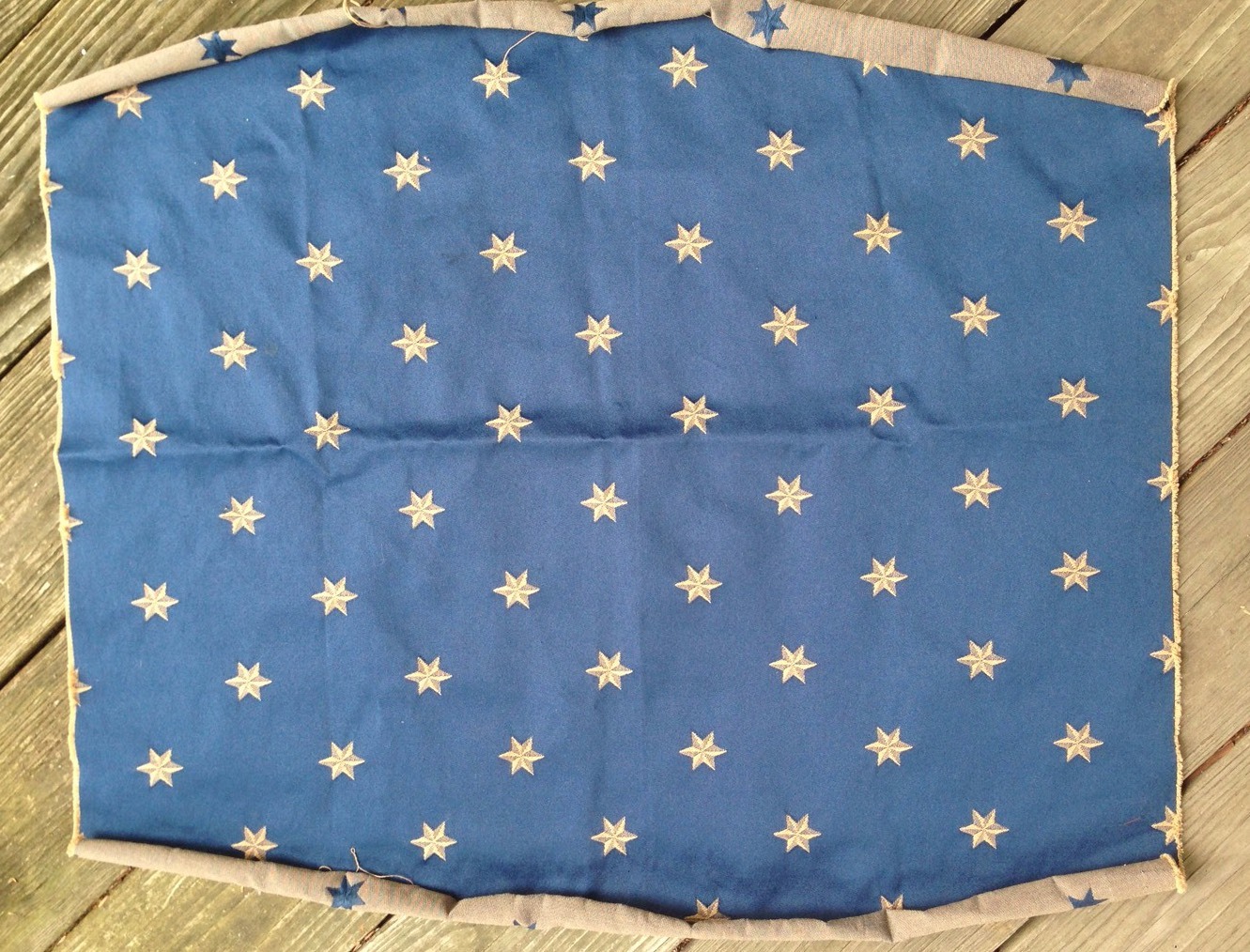 Foot Stool  Fabric - Cover / Chair Seat STARS textile NAVY BLUE slip cover STARS