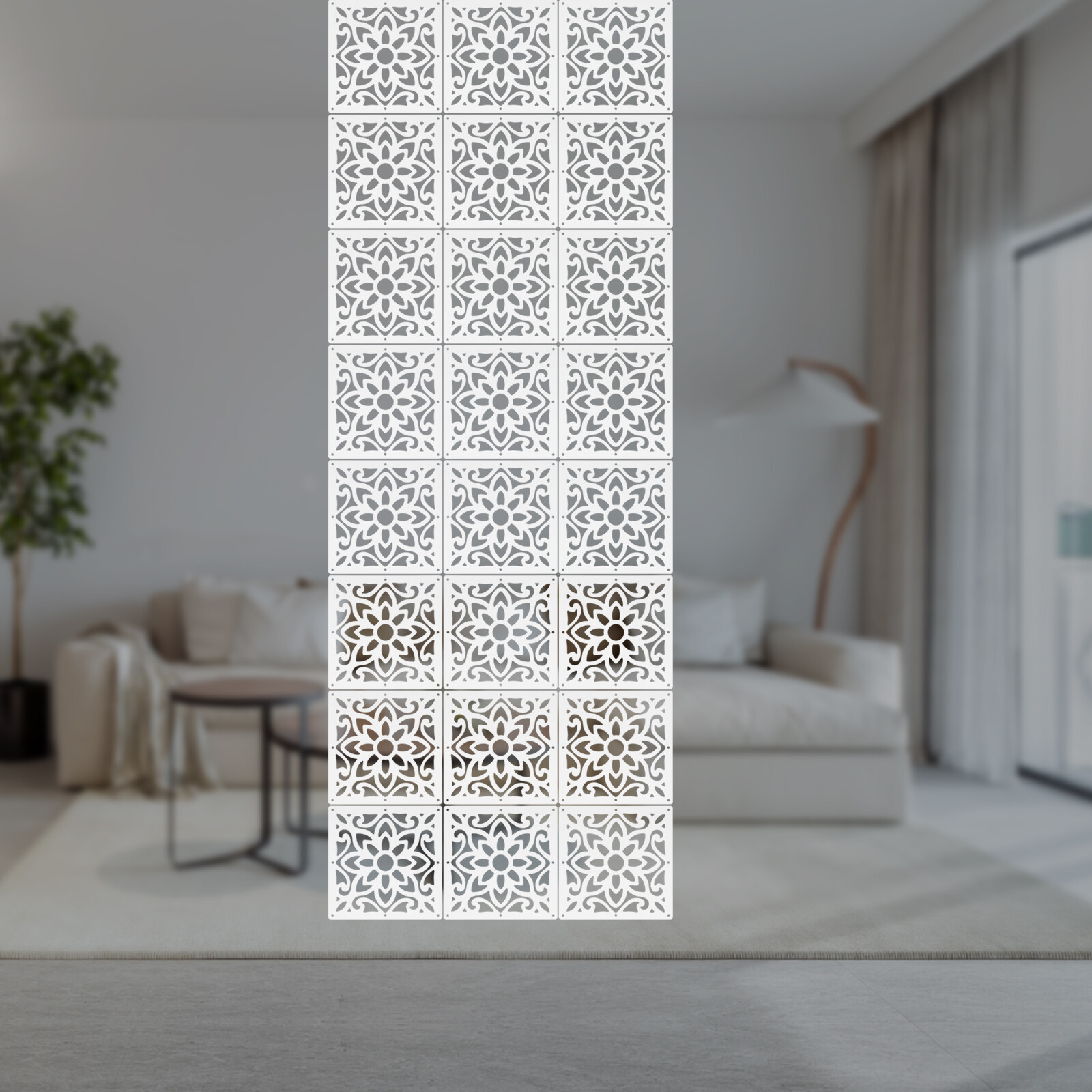 24 PCS Hanging Room Divider Screens Flower Carving Pattern Panels Home Office