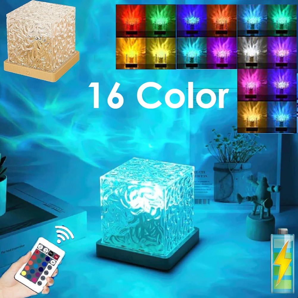 16 Colors LED Night Light Ocean Wave Projector Lamp Aurora Bedroom Decoration