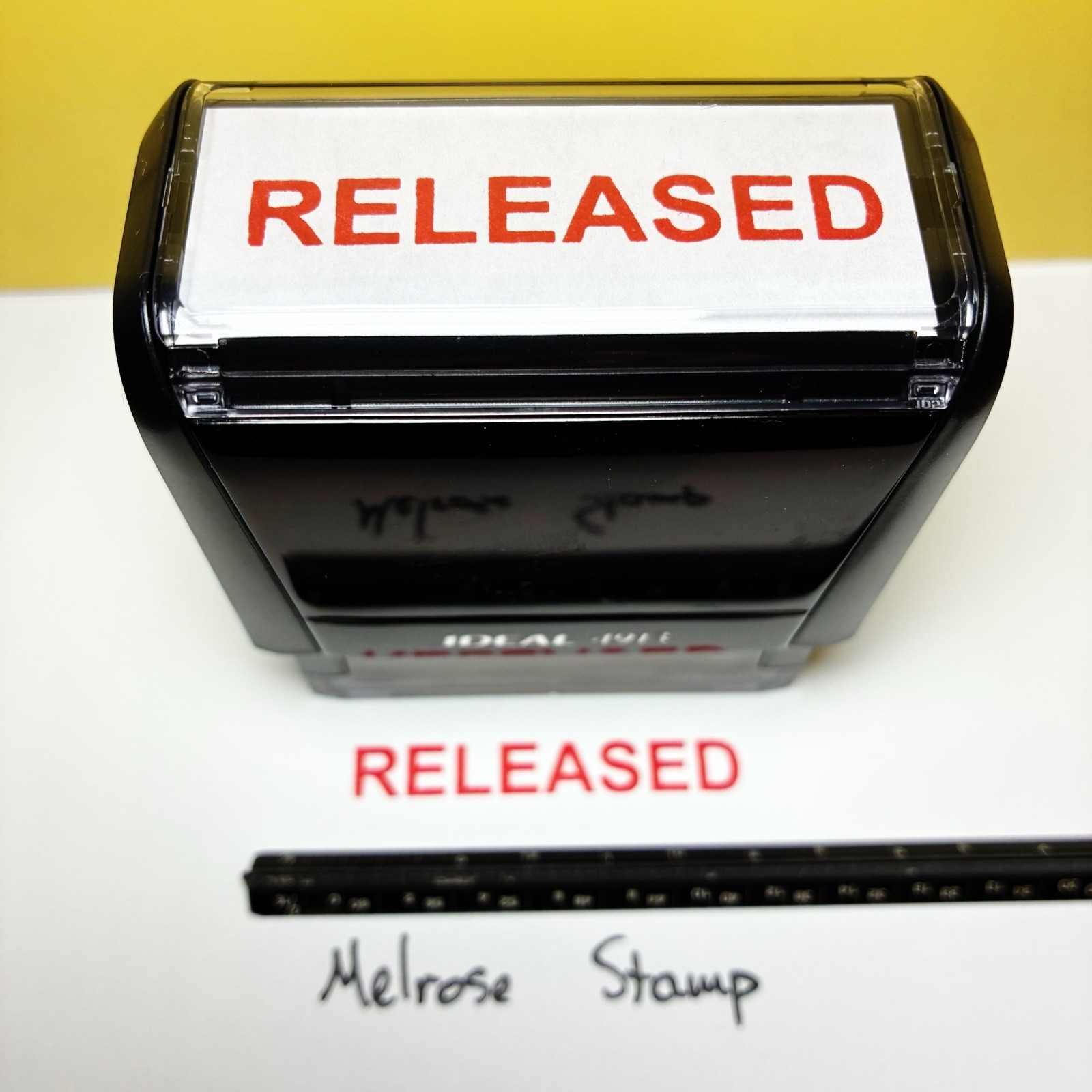 Released Rubber Stamp Red Ink Self Inking Ideal 4913
