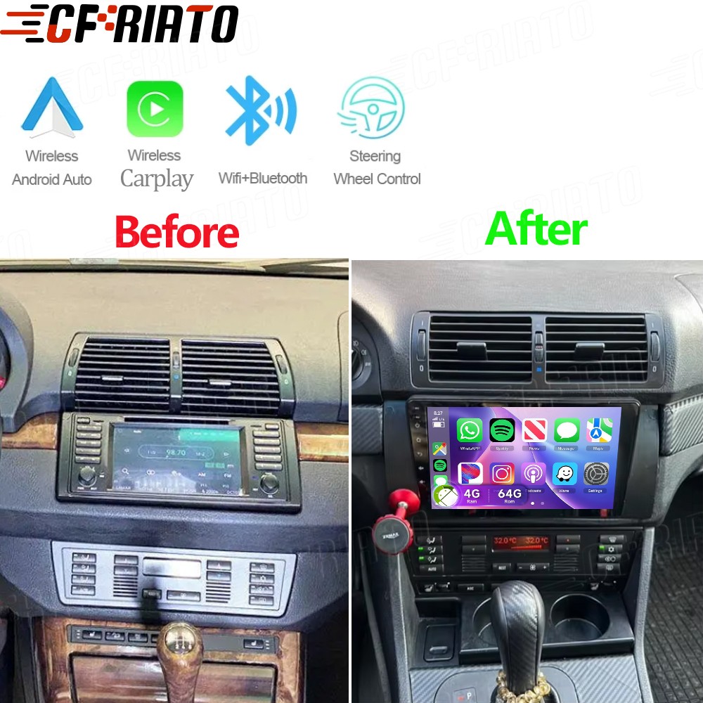 4+64GB For BMW E38 E39 E53 X5 Android 15 Car Stereo Apple Carplay GPS Navi Radio