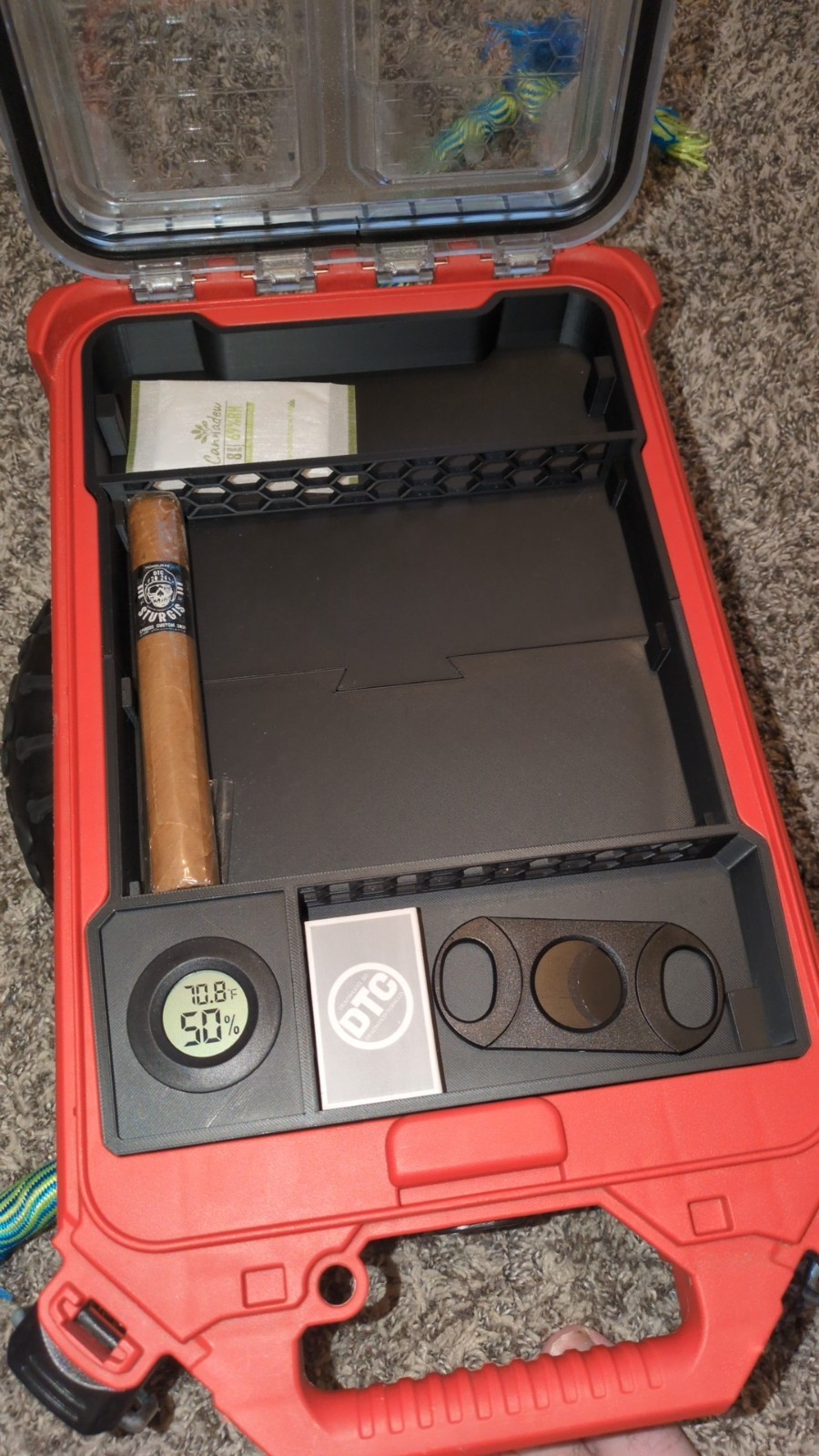 Cigar Humidor Insert with Hygrometer for PACKOUT Low Profile Bin (Insert Only)