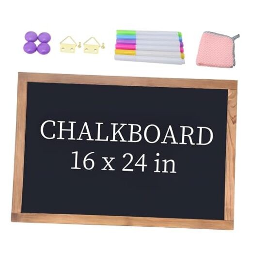 Magnetic Chalkboard Large Chalkboard for Wall Rustic Wood Framed 24"W x 16"H