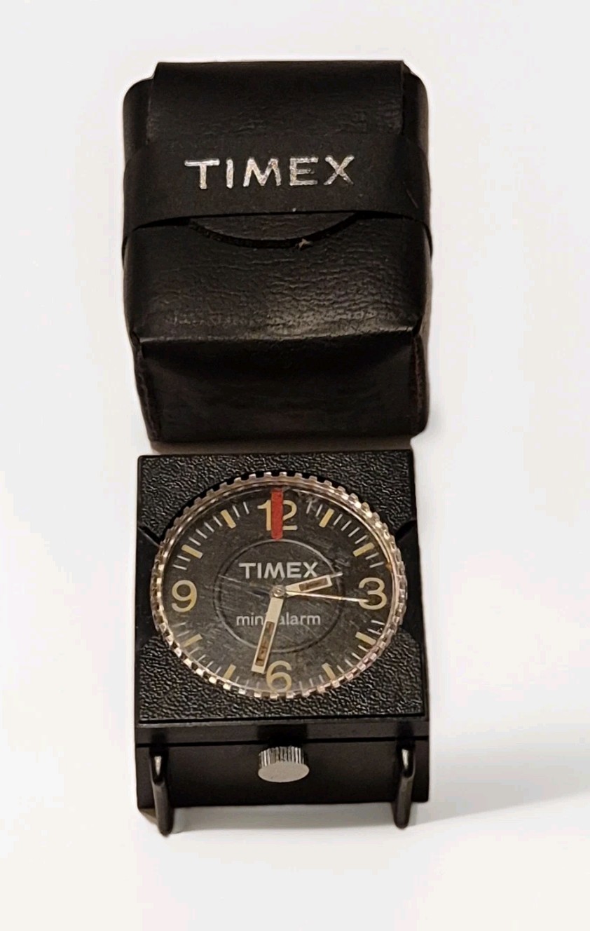 Vintage TIMEX Mini-Alarm Clock Travel Clock w/ Original Case