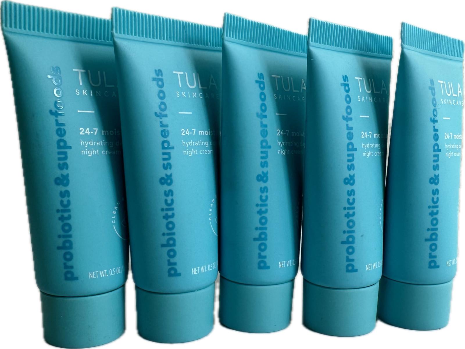 5 Pk TULA Skincare 24/7 Hydrating Day & Night Cream 0.5 oz Travel Size (New)