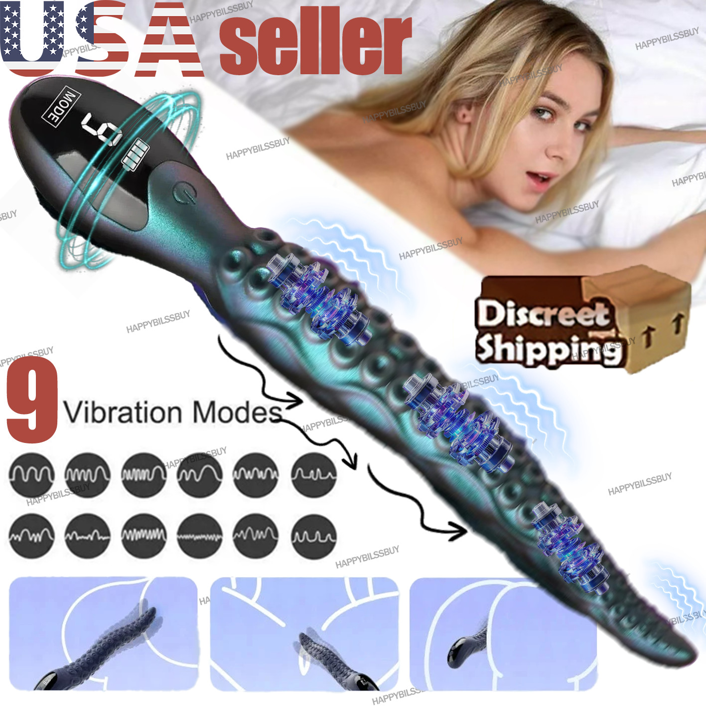 Vibrating Monster G-Spot Dildo Clit Vibrator LED Octopus Tentacle Sex Toys Women