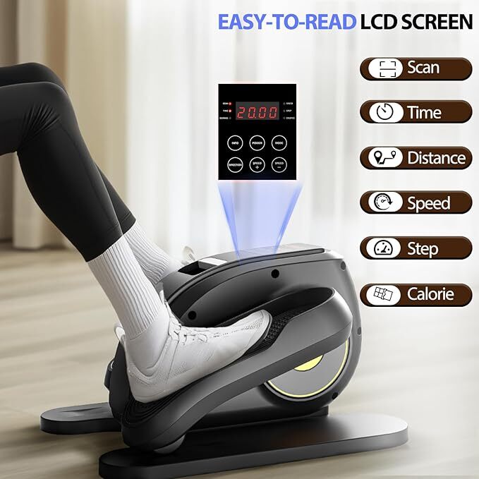 HOMEFLA Under-Desk Elliptical Machine Portable Pedal Exerciser Adjustable Speed