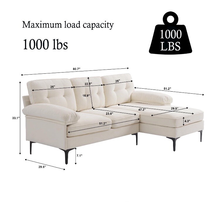 Convertible Sectional Sofa Couch, Convertible L Shaped Couch, Reversible Chaise