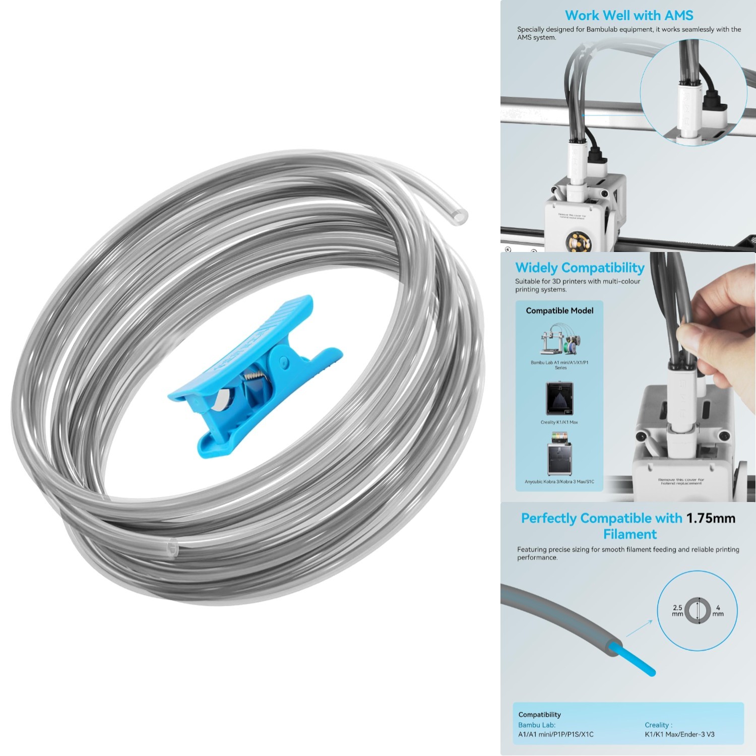 Customizable 5M PTFE Bowden Tube for 3D Printers – Maximize Printing Potential
