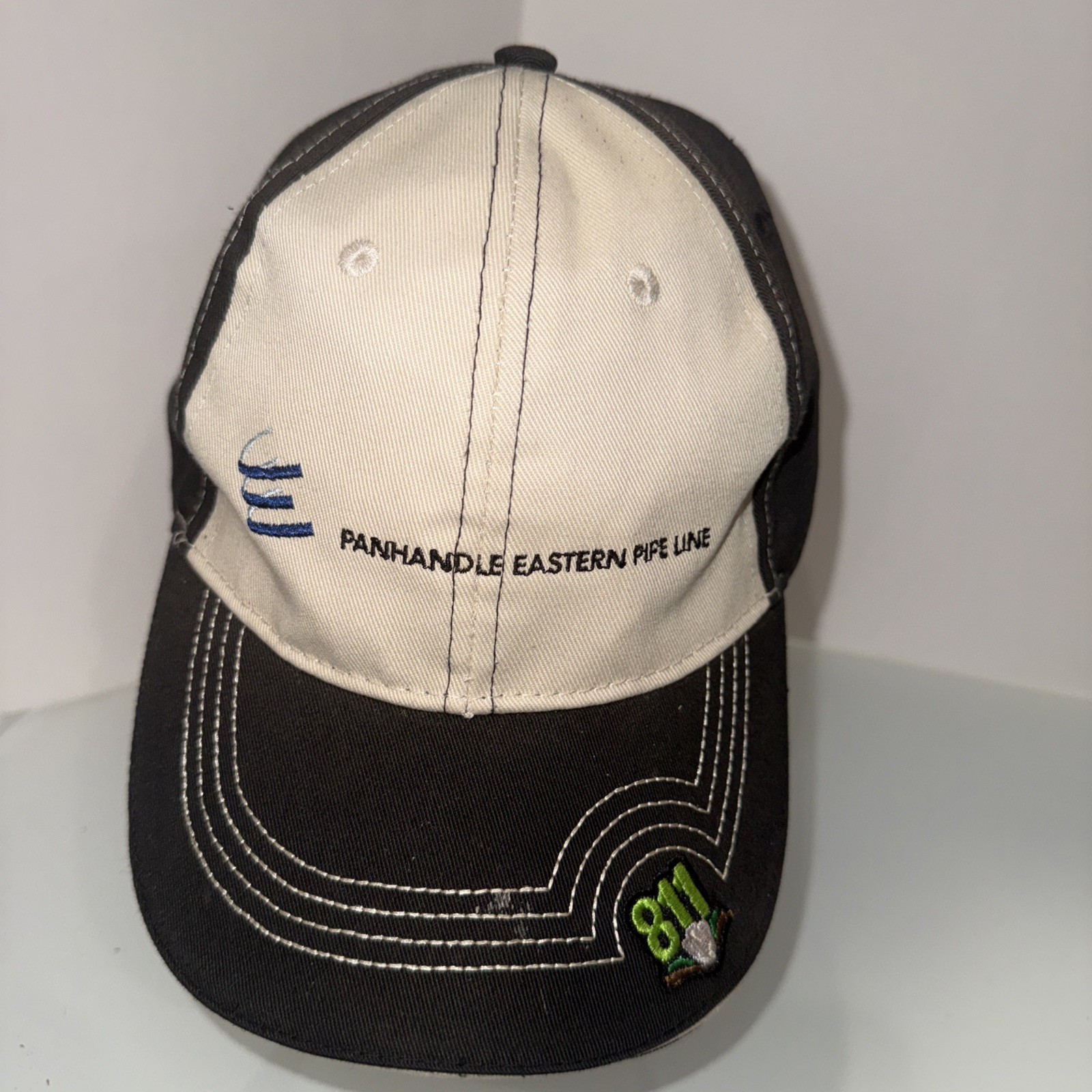 Panhandle Eastern Pipeline Logo 811 Blues Green Lime on Black White Hat Cap EUC