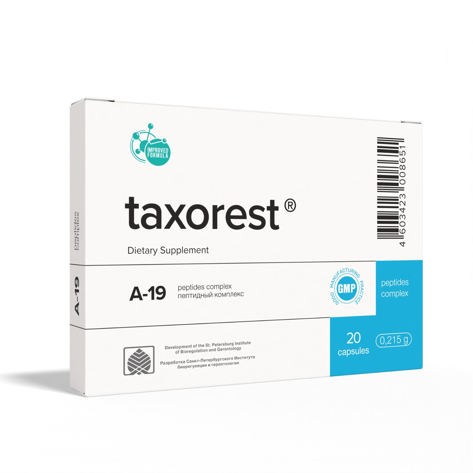 Taxorest A-19 Lung Peptide Bioregulator 60 and 20 Capsules