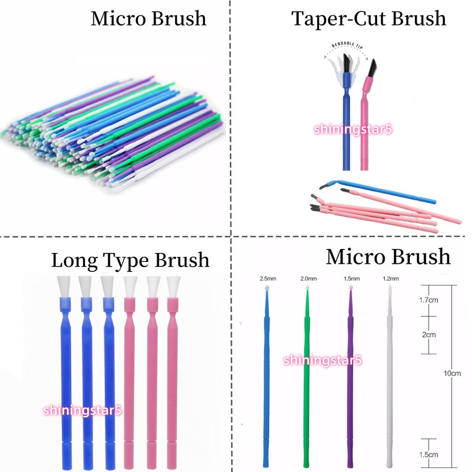 100×Dental Microbrush Disposable Bendable Applicators Tips Micro Brush Cleaning