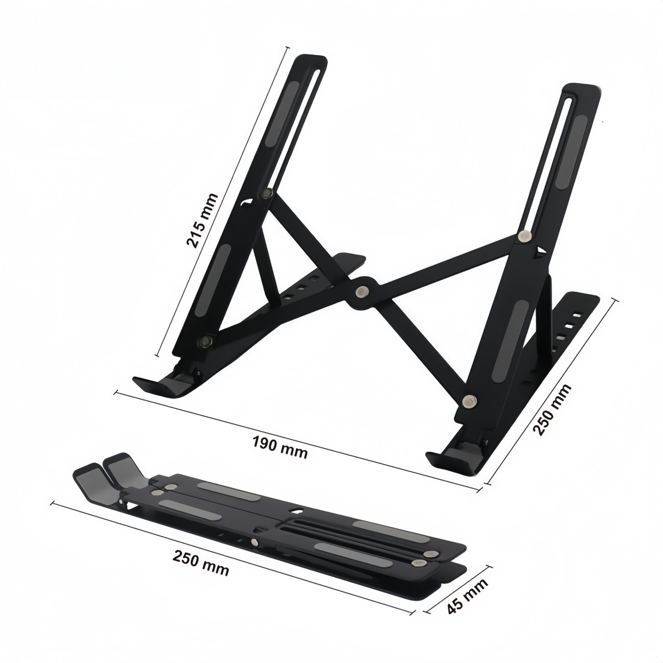 Aluminum Adjustable Laptop Stand - Foldable Portable Desk Riser Notebook Holder