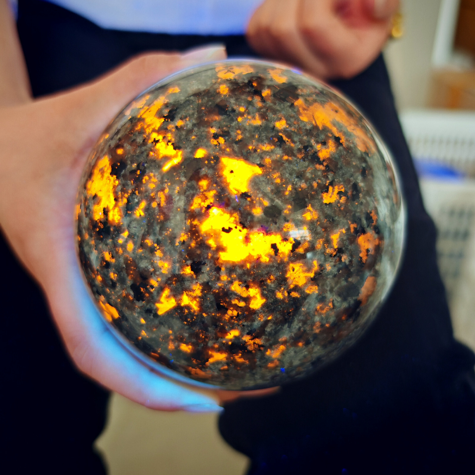 4.29LB Natural Flame Stone Ball Body Crystal Ball Spiritual Healing 1950g