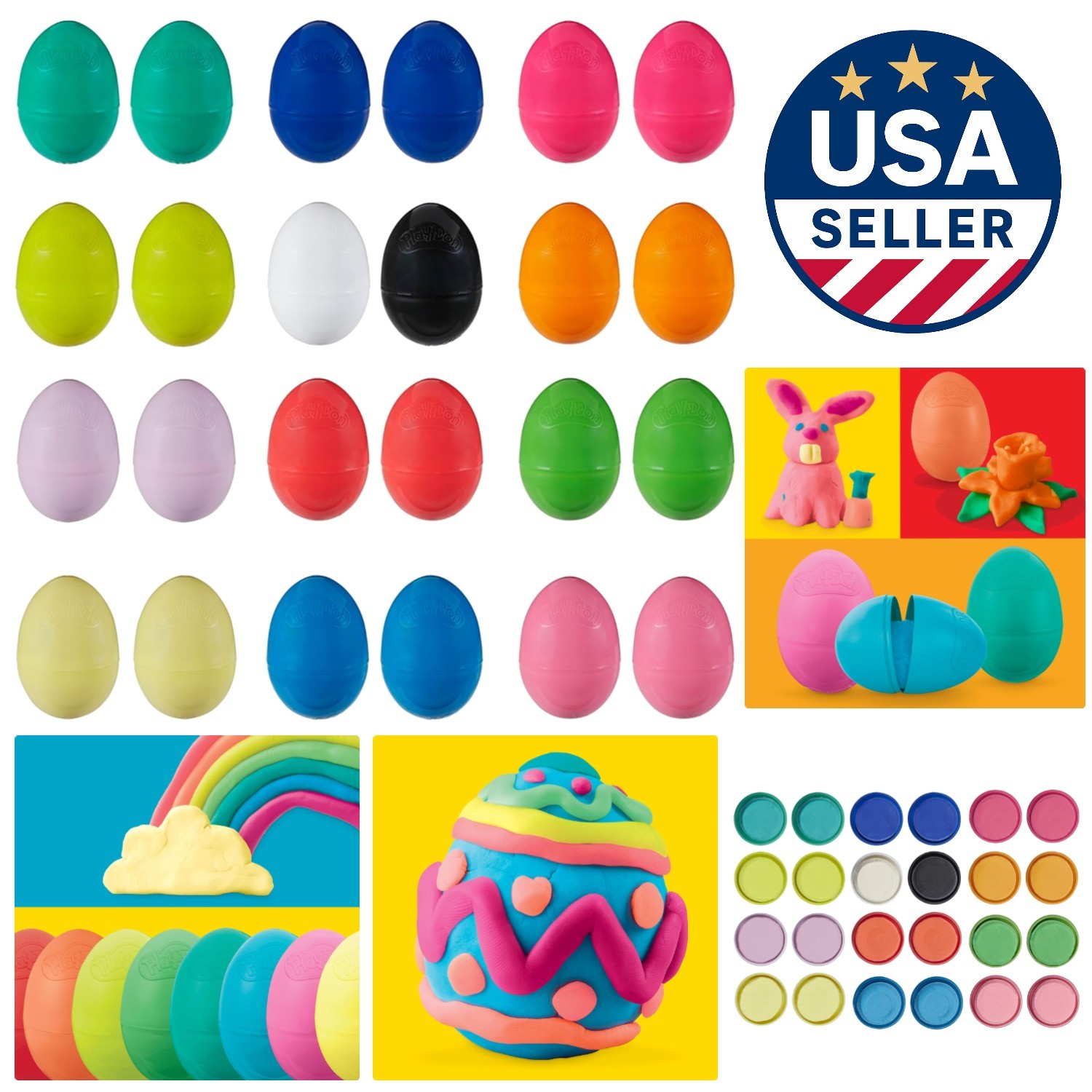 Play-Doh Eggs 24-Pack: Colorful Modeling Compound for Creative Play - Non-Toxic