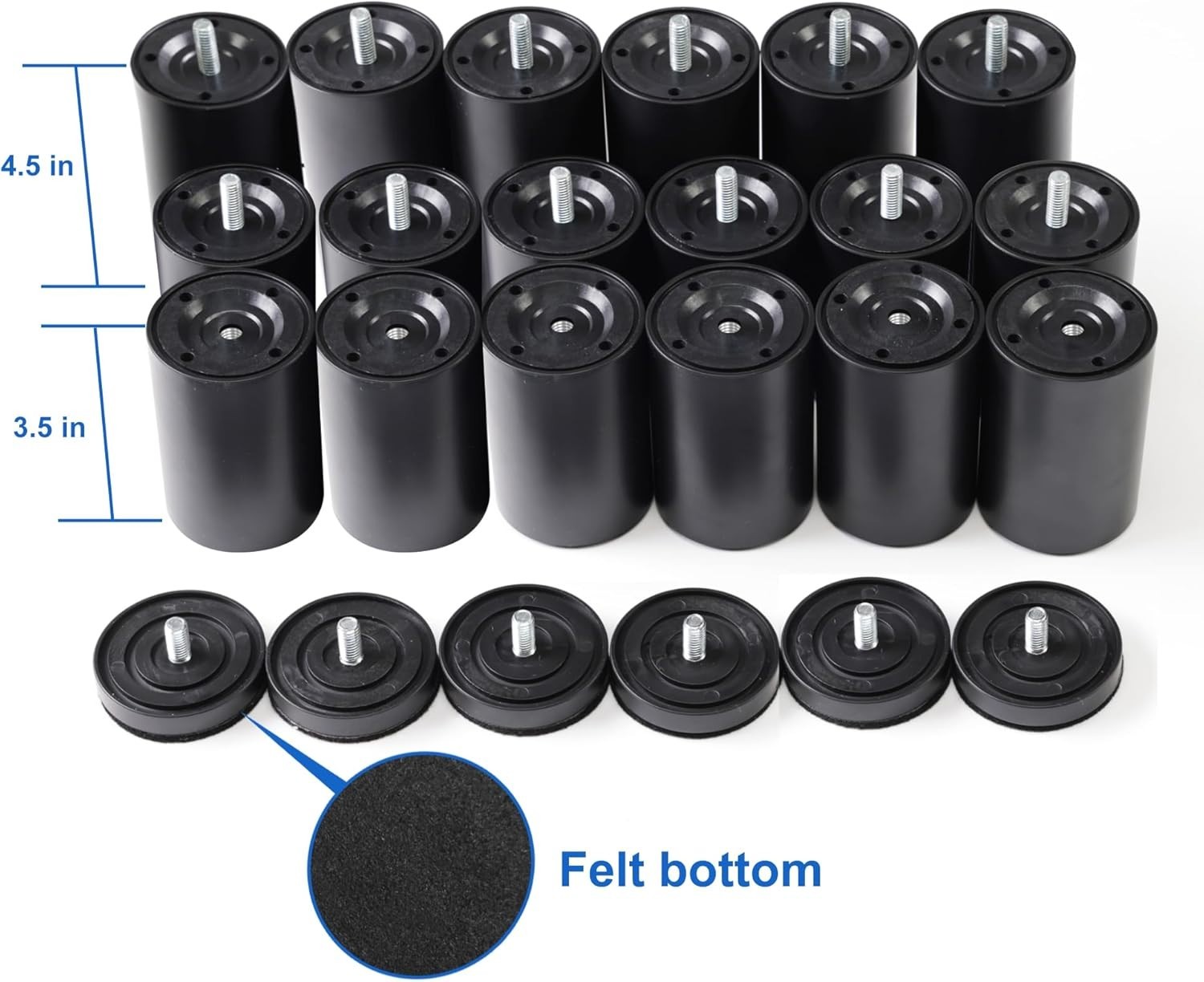 12 Inch Bed Legs Replacement for Adjustable Bed Base Frame, 3 in 1 Screw in Legs