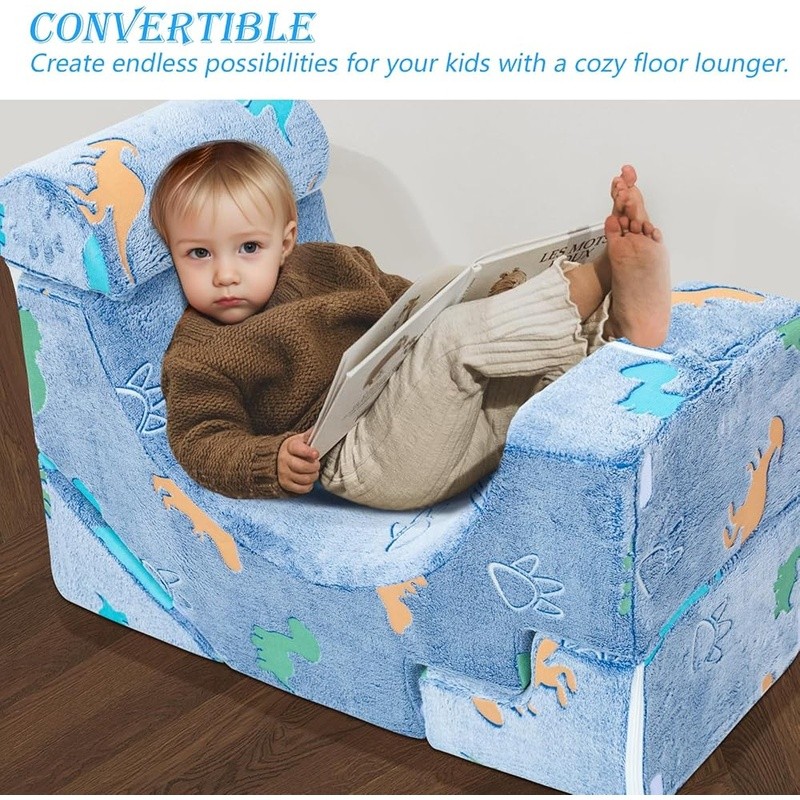 Convertible Kids Couch W/ Slide & Climbing Stairs Soft Foam Play Furniture New