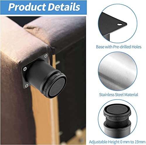 6 Inch Metal Furniture Legs Stainless Steel Adjustable Legs Black Metal Legs ...