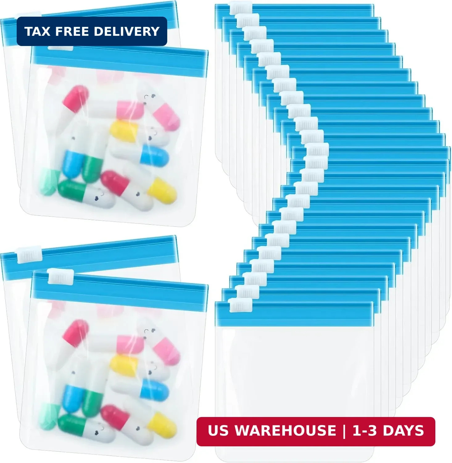 24 Pieces Pill Pouch Bags Zippered Set Reusable Translucent Medicine Organizer S