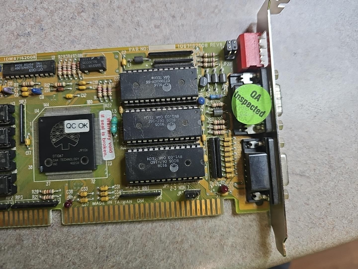 RARE VINTAGE 1991 OAK OTI067 512K 16 BIT ISA VGA CARD FCC: IDW67162008