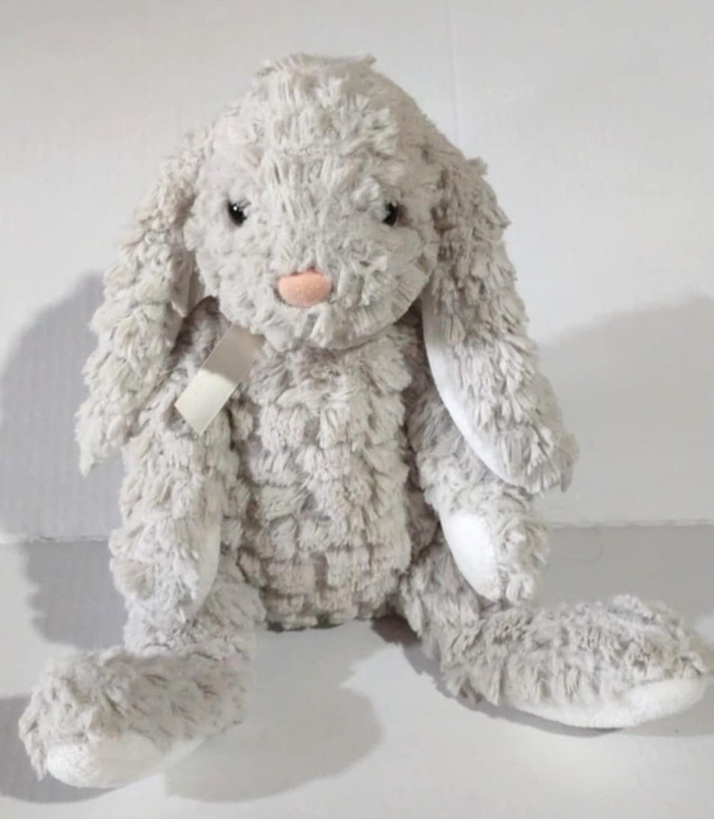 DOUGLAS Plush Gray Shaggy Floppy Ear Bunny Stuffed Animal