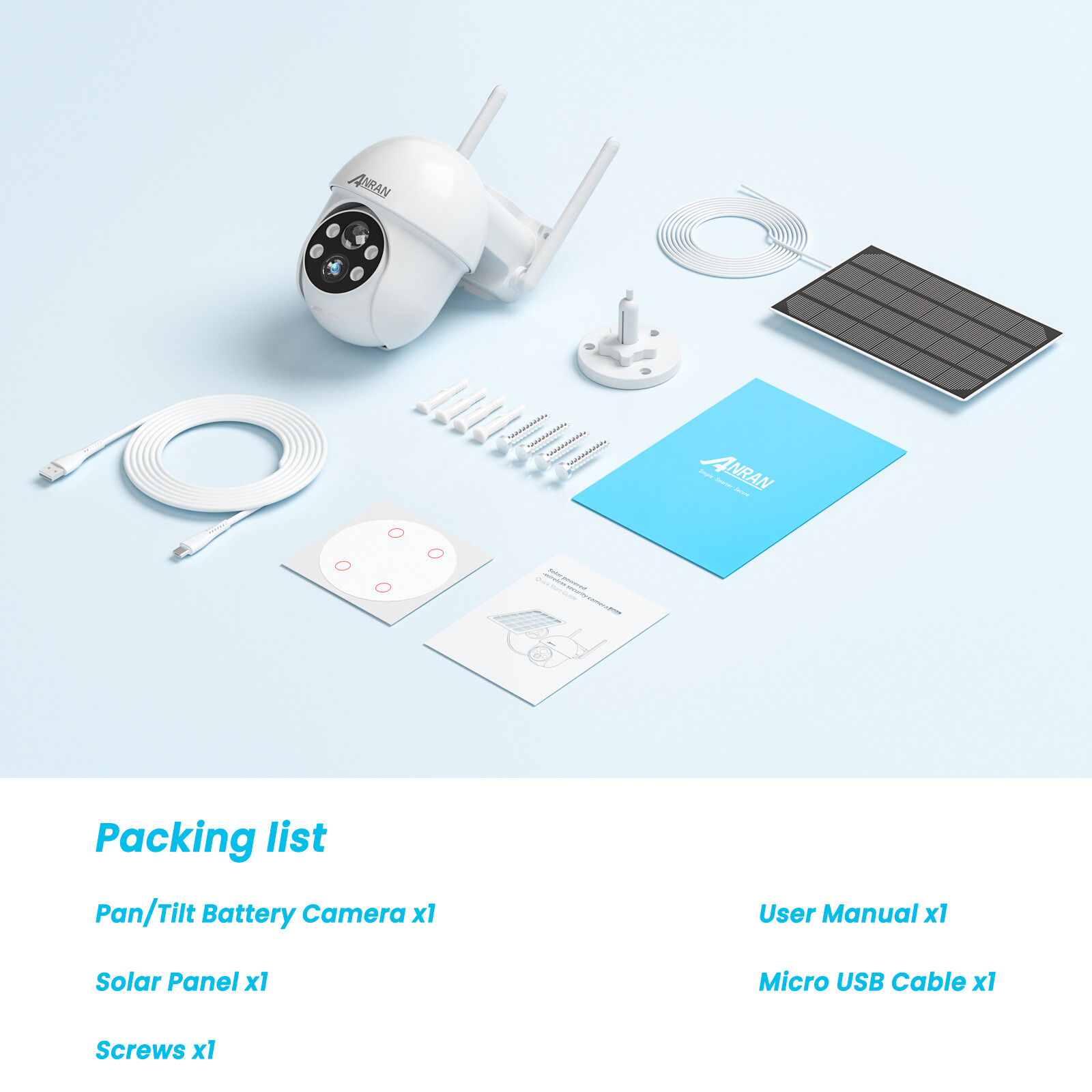 ARCCTV Solar 3MP Security Camera 2.4/5Ghz Wifi 360° PTZ Wireless 2Pack