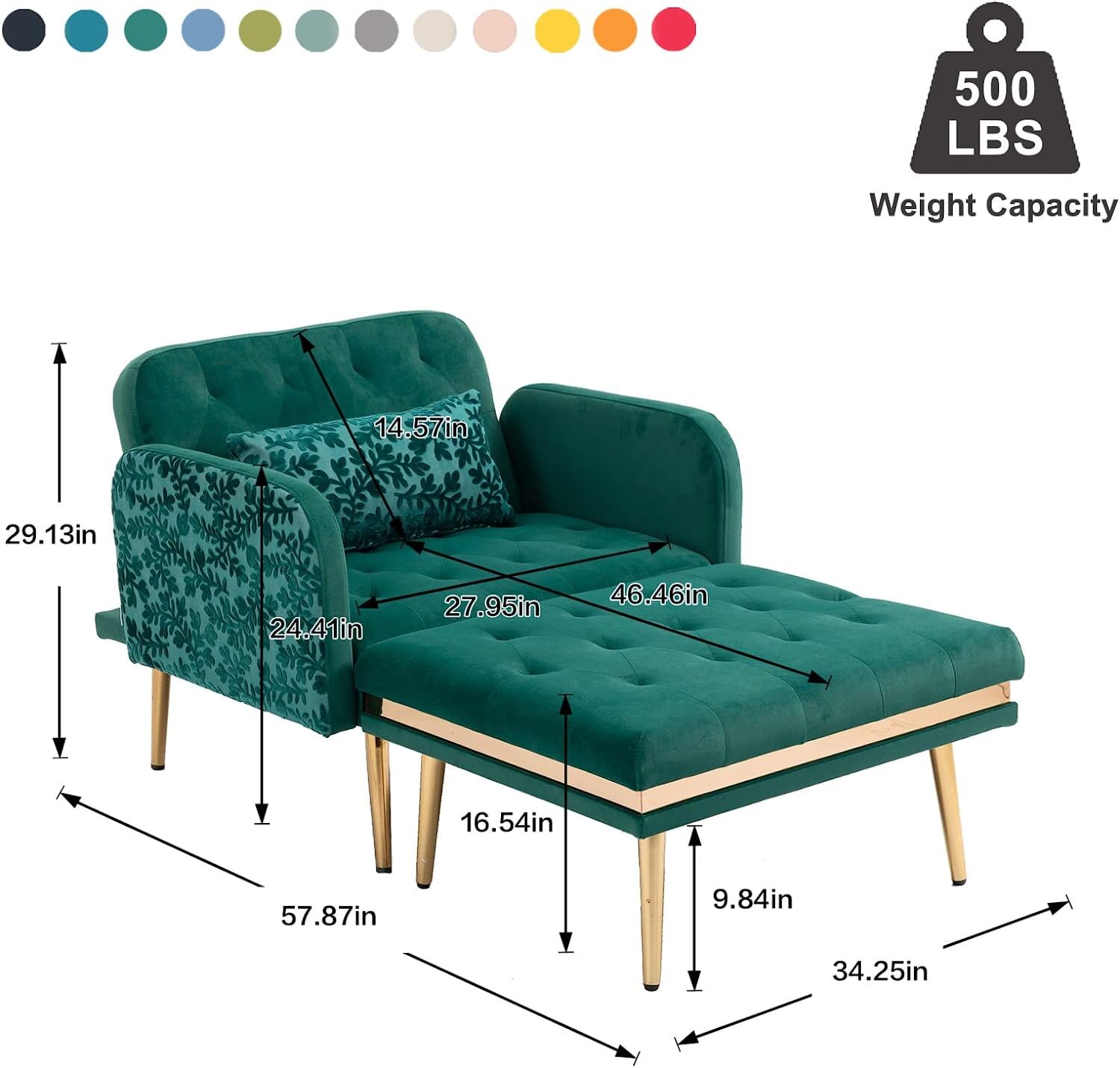 Velvet Accent Chair & Ottoman Set Recliner Chairs for Bedroom Living Room Office