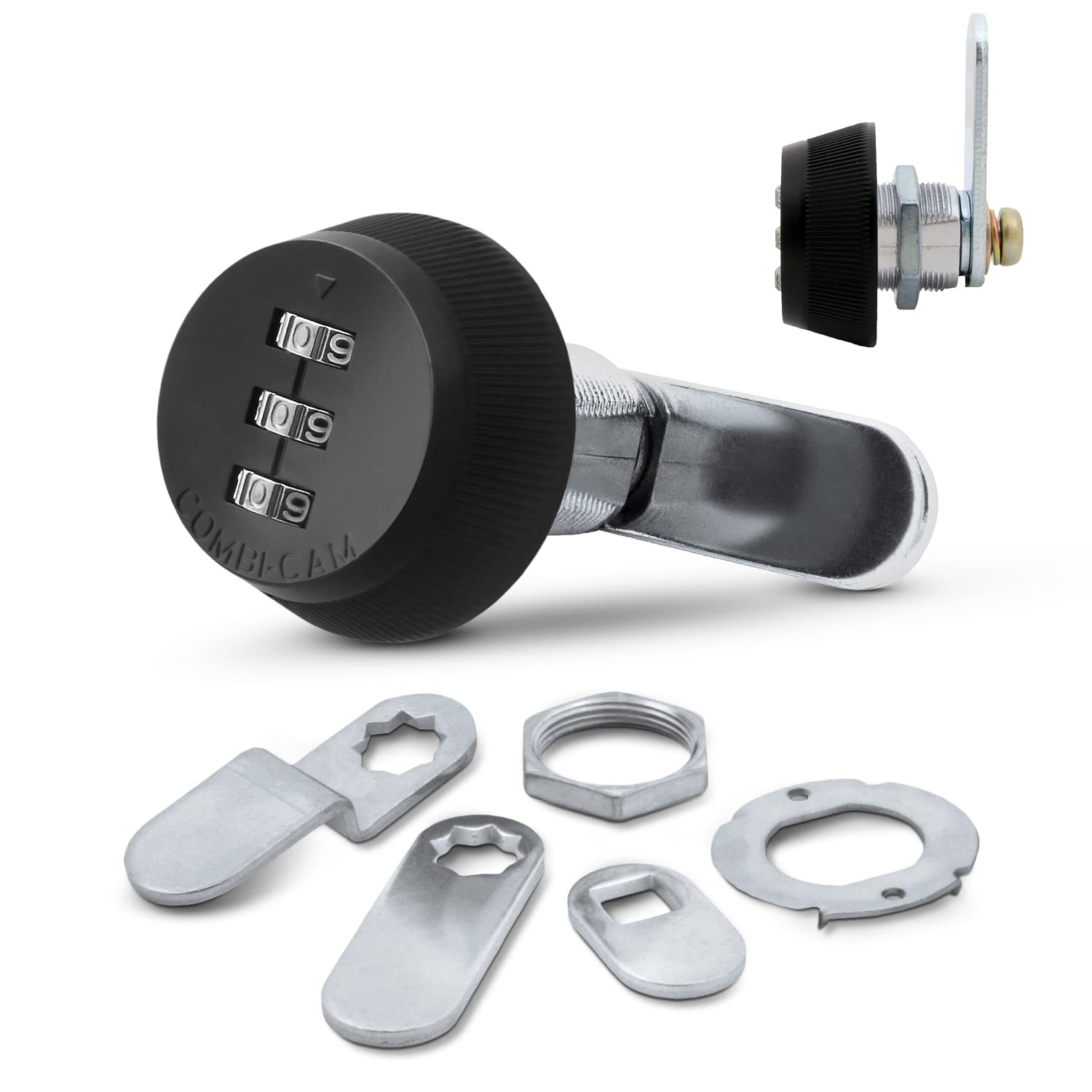 FJM Security Combi-Cam 7850R-S-Black Combination Cam Lock, 5/8" 5/8, Black
