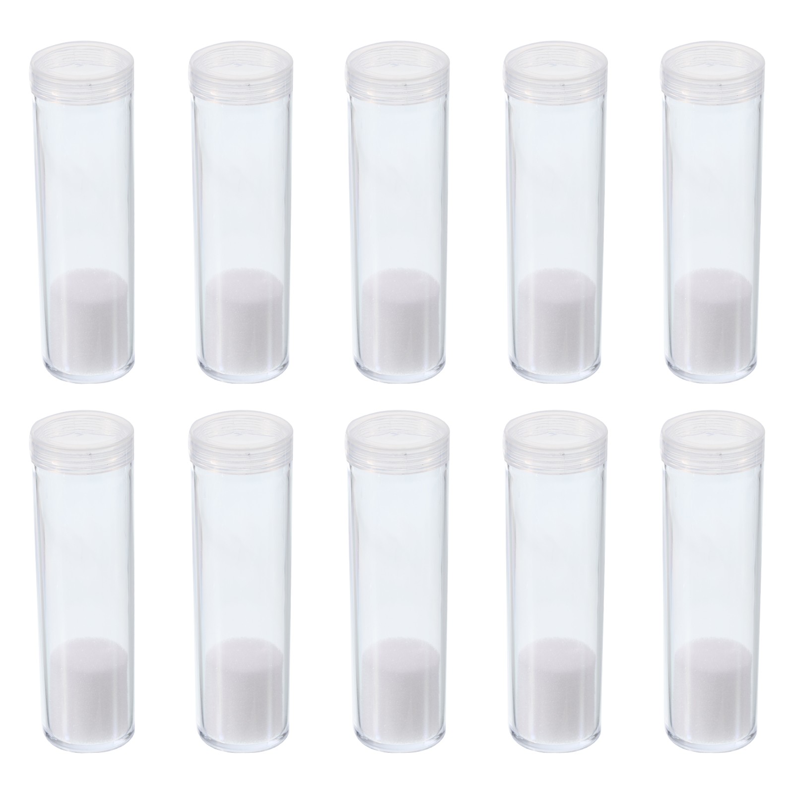 Round Coin Tubes, 10 Pack Coin Storage Tubes Coin Holders Fit 20.5mm, Clear