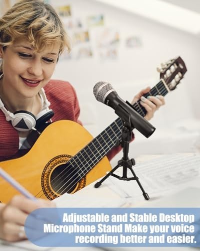 Desktop Mic Stand Tripod Foldable Portable Microphone Stand with Clip Holder