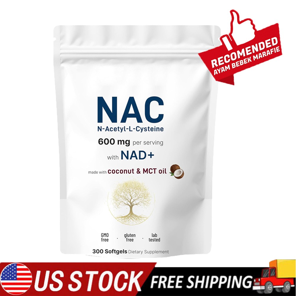 NAC 600mg with NAD+, 300 Coconut MCT Oil Softgels | N Acetyl L Cysteine 1 Packs
