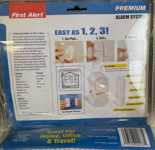 First Alert Instantly Alarm 4 Windows or Doors Peel & Stick security New