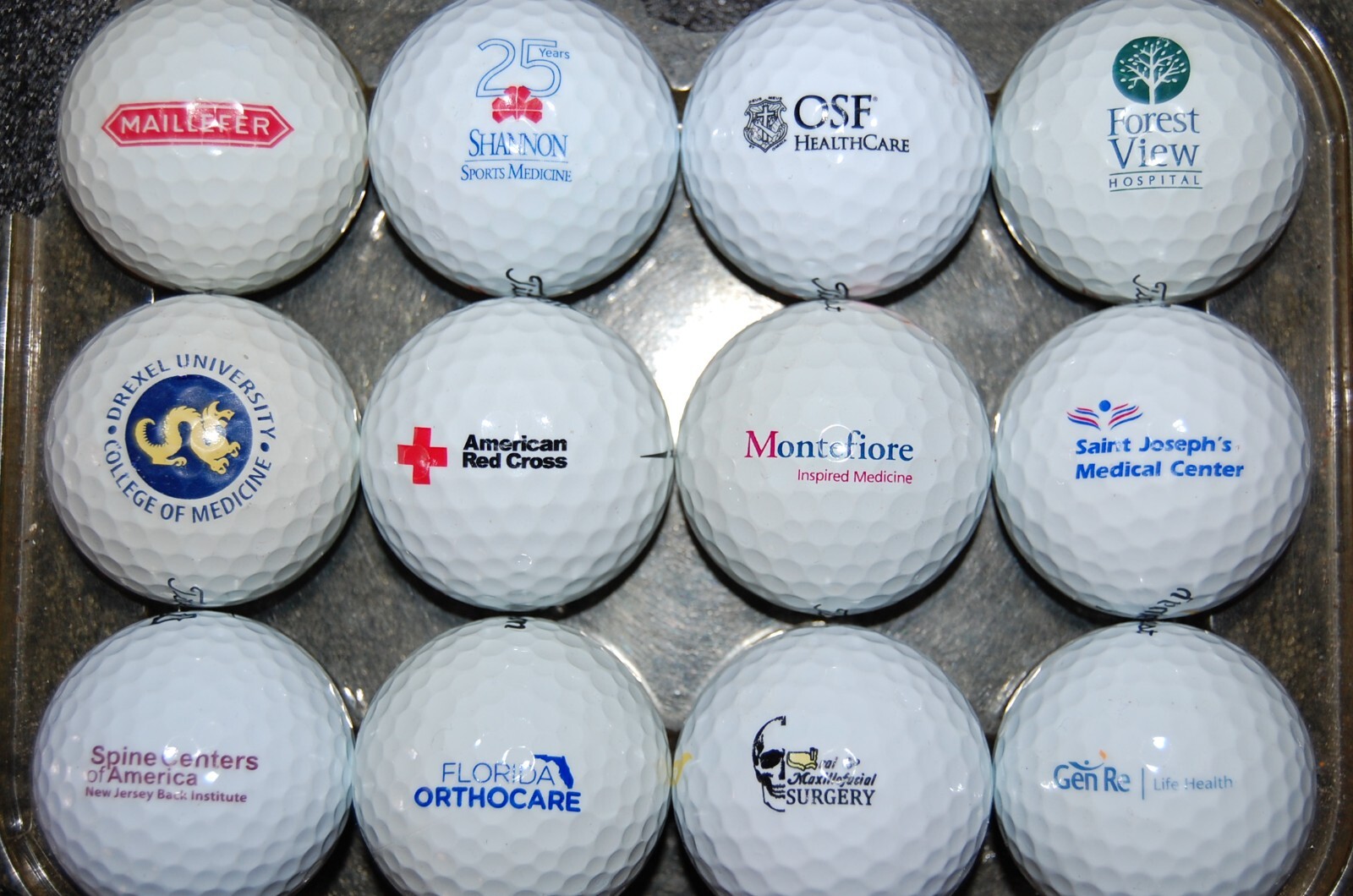 Set of  12 GOLF BALL Collectible LOGO  HEALTH CARE , MEDICINE , HOSPITAL related