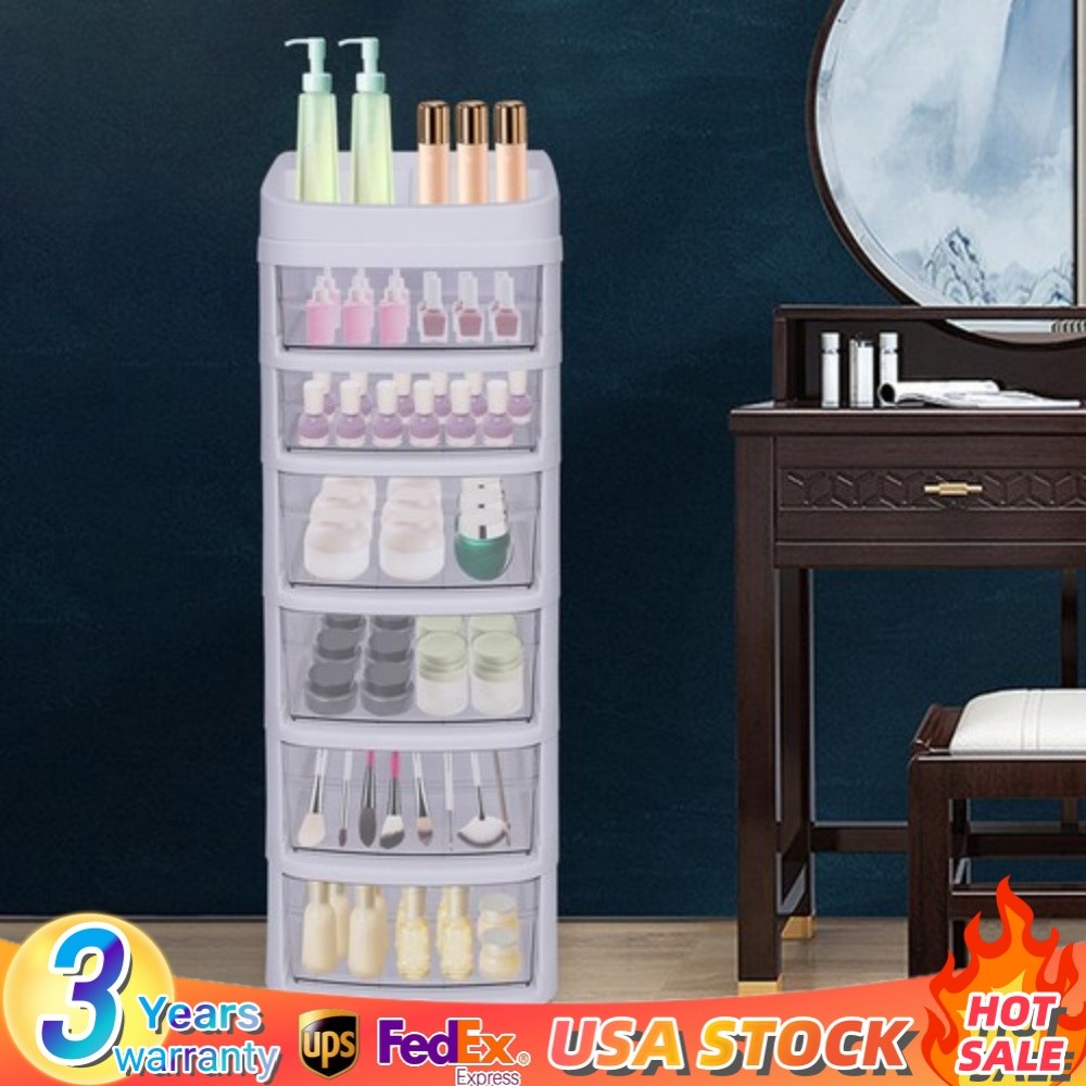 Portable Plastic 6 Drawer Cart Wide Tower Dorm Storage Rolling Organizer Trolley