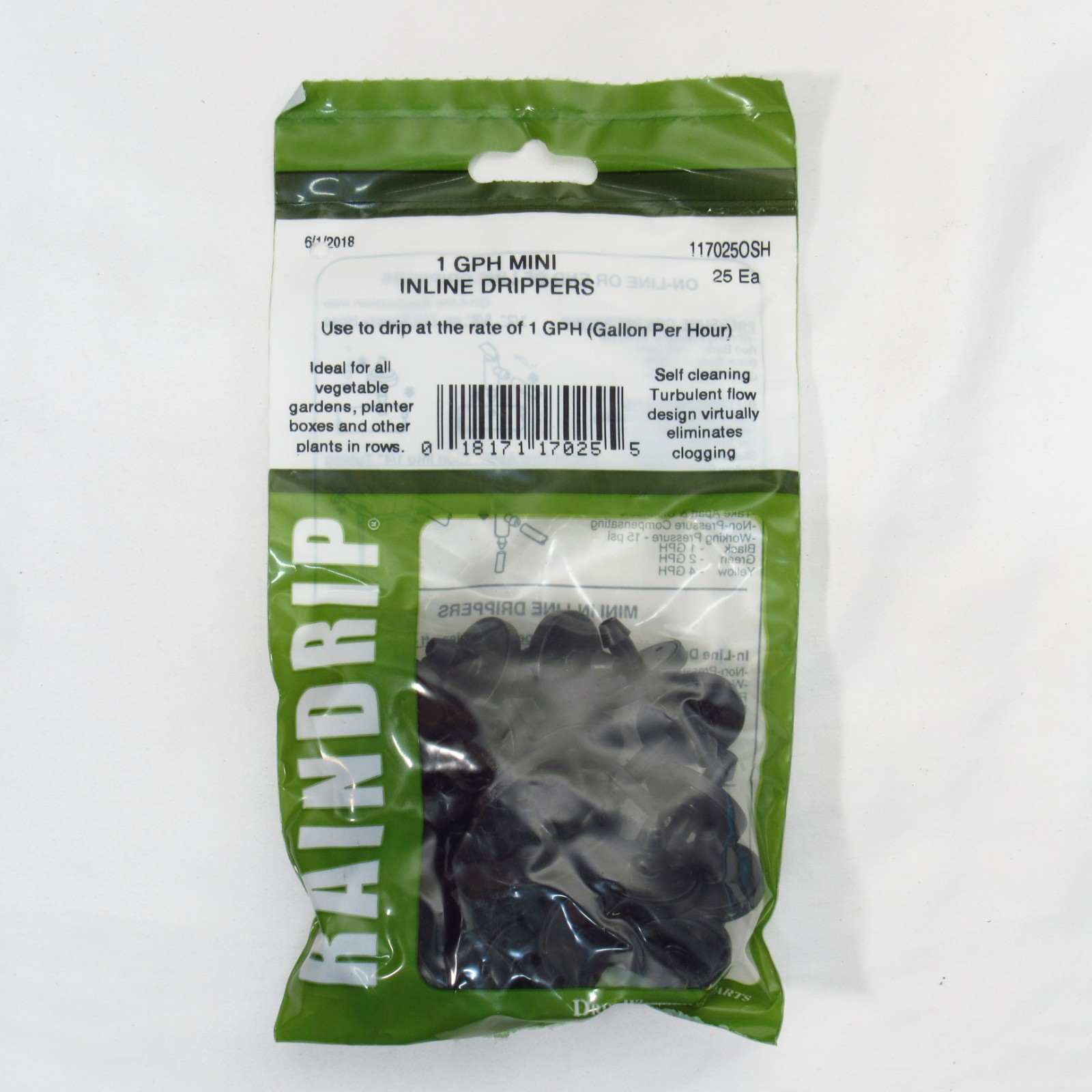 (2) Packages of 25, Raindrip Drip Irrigation Mini Inline 1 GPH Drippers, 117025