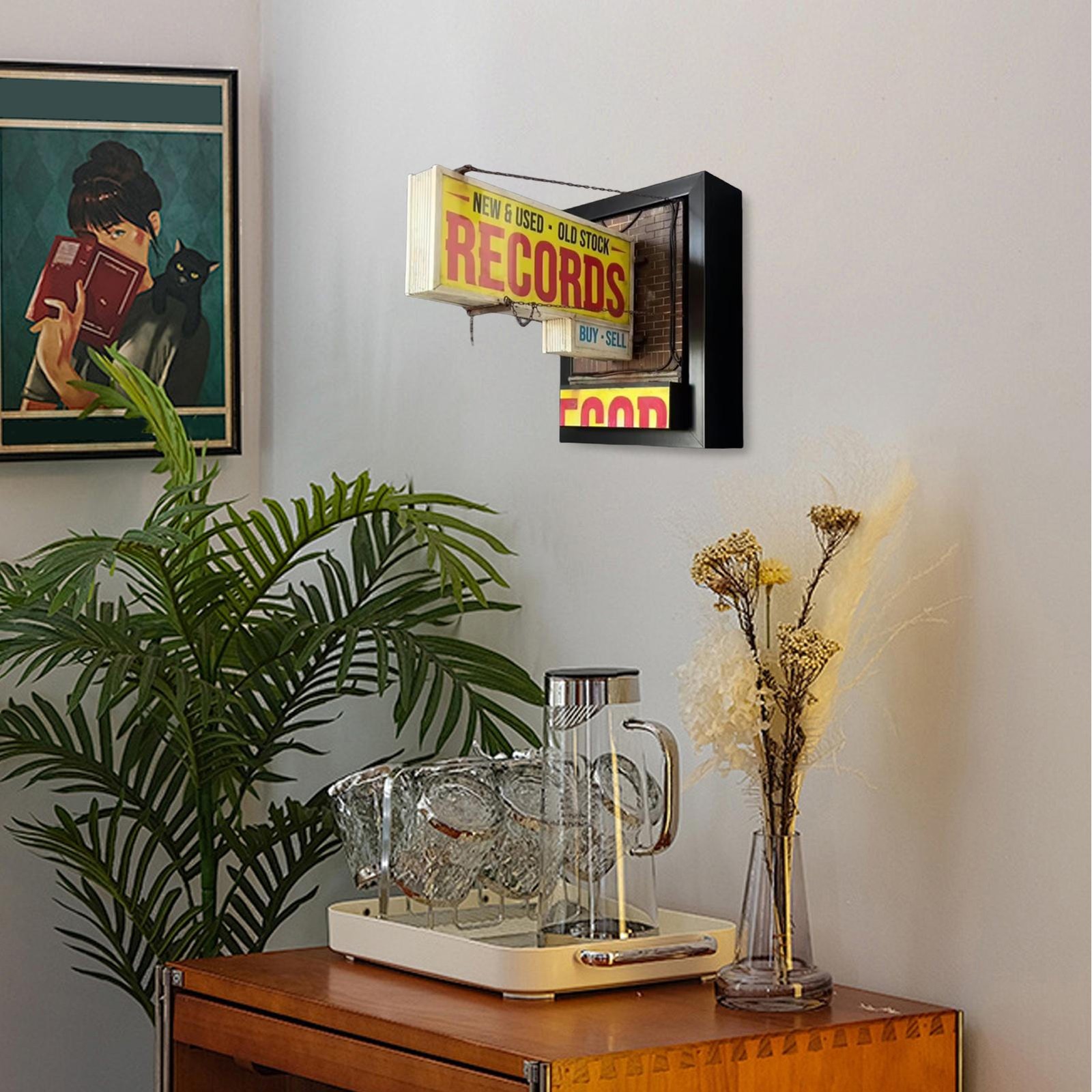 Record Store Wall Light Handmade Retro Record Wall Lamp Gift for Studios