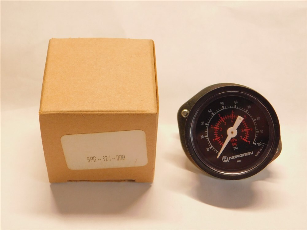 Norgren 5PG-320-000 0-100psig, 0-7bar, 0-.7Mpa Panel Mount Air Pressure Gauge