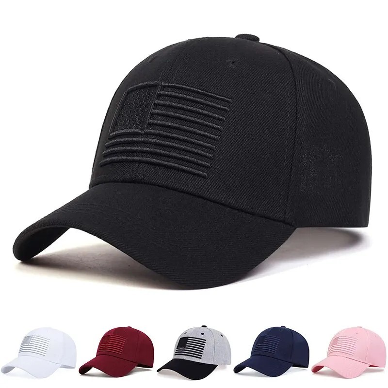 New USA Tactical American Flag Patch Black Cap Hat Trucker