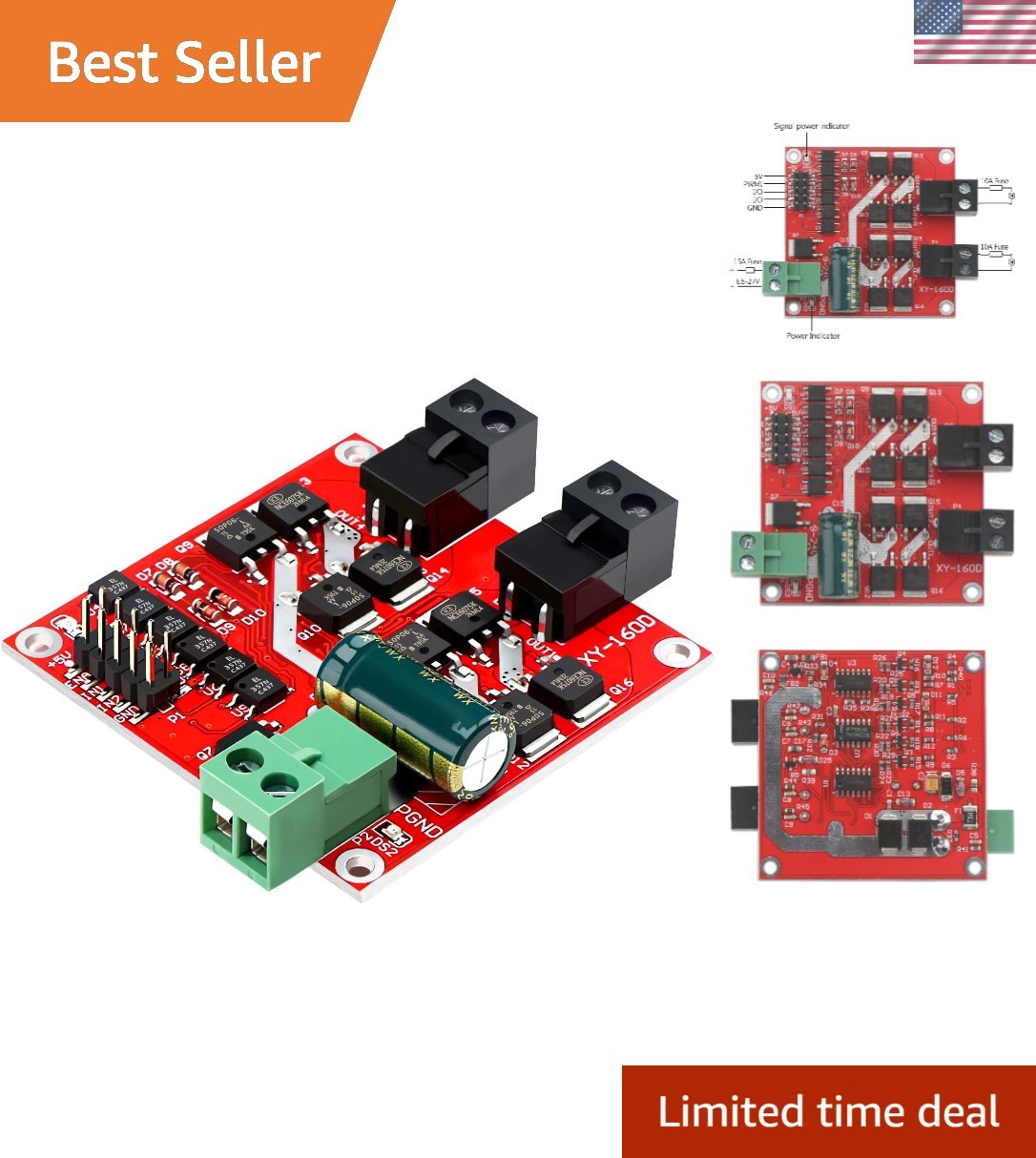 Versatile 160W Motor Drive: L298 PWM Controller with Dual H Bridge Design