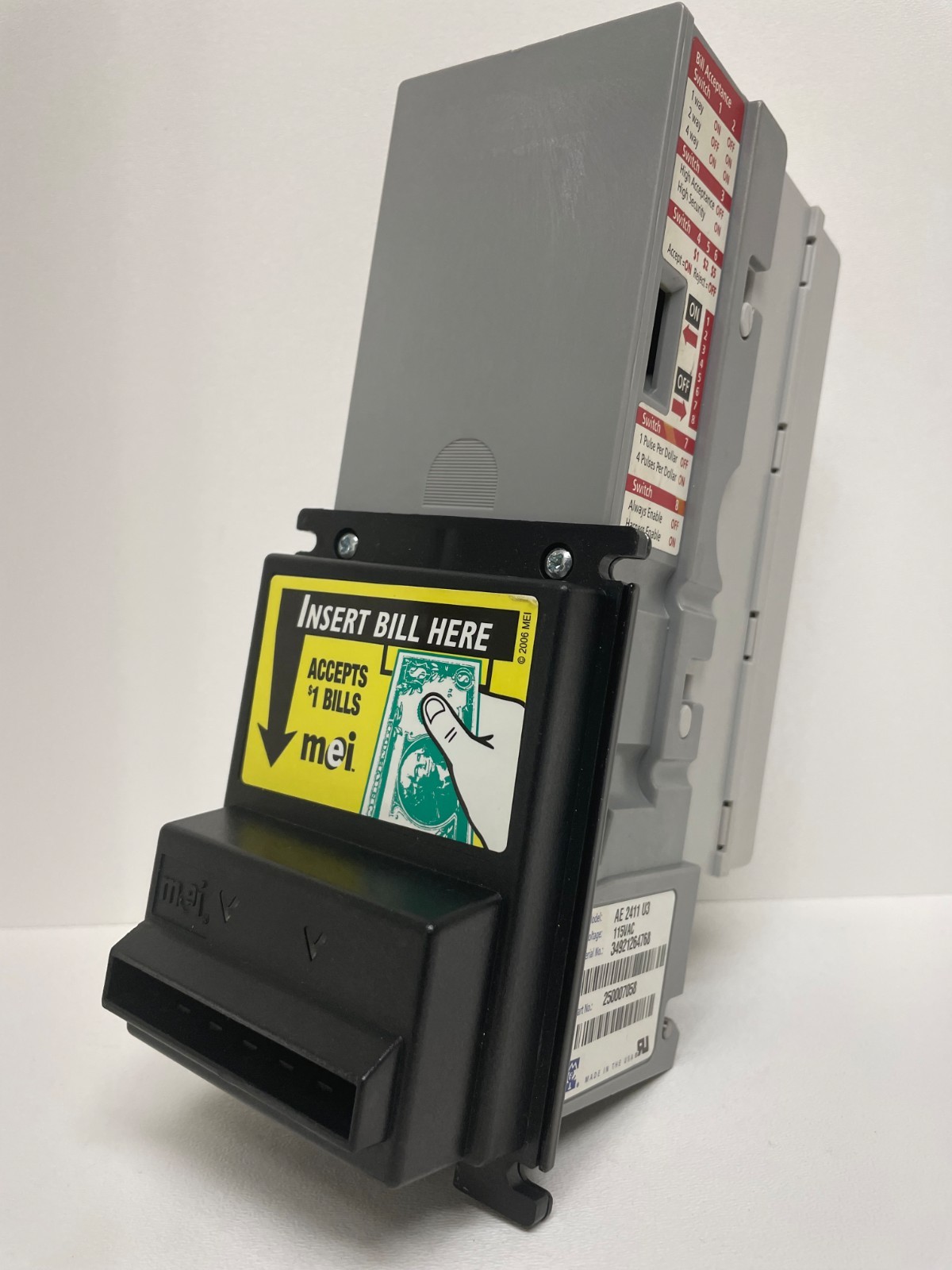 Mars AE 2411 U3 bill acceptor, validator, $1 only  *COMPLETELY REBUILT* 117v