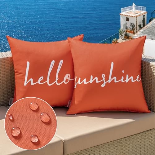 Outdoor Waterproof Throw Pillow Covers Set of 18" x 18" (Pack of 2) Coral Red