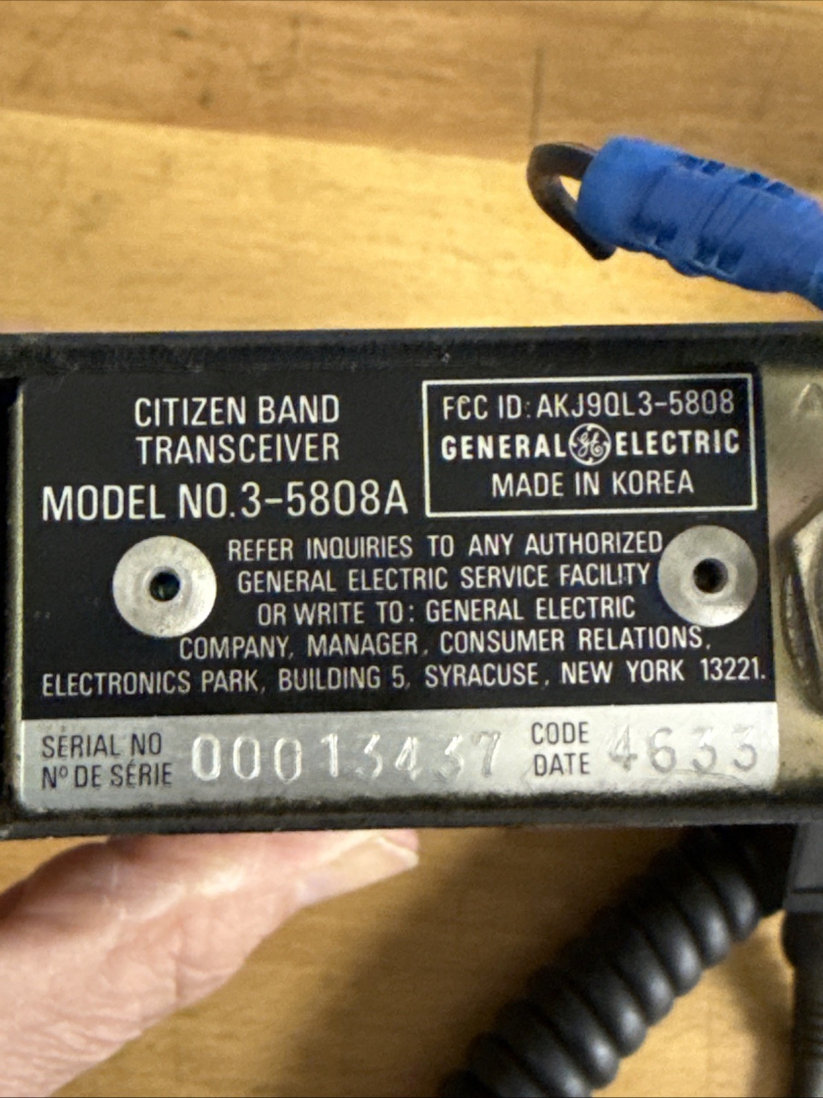 Vintage General Electric GE Model 3-58080A CB transceiver - UNTESTED