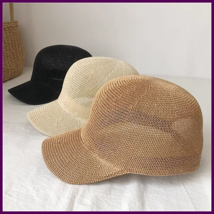 2026 New Summer Breathable Straw Baseball Cap Men Outdoor Paper Sun Hats.