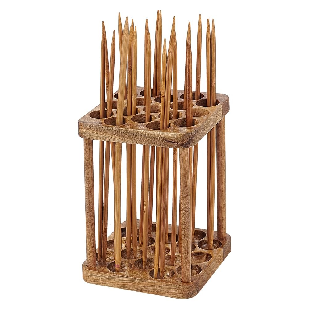 PH PandaHall 2 Tiers Wooden Knitting Needle Holder 17 Holes Crochet Hook...