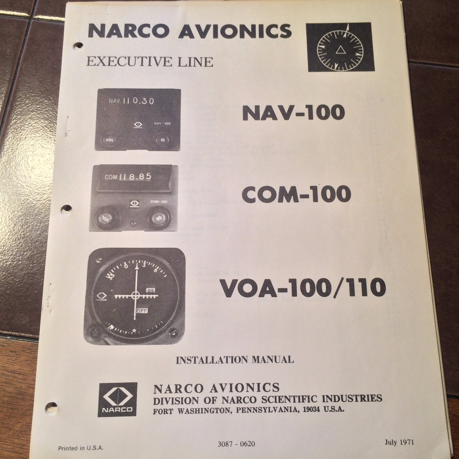 Narco Nav-100, Com-100 & VOA-100, VOA-110 Install Manual