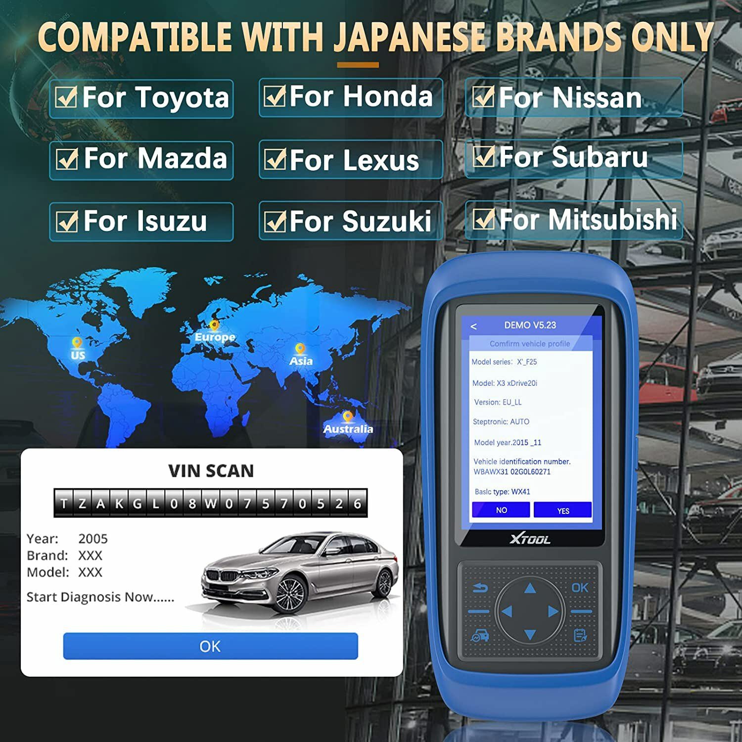 XTOOL PS701 PRO Auto All System Diagnostic Bi-Directional Scan For Japanese Cars
