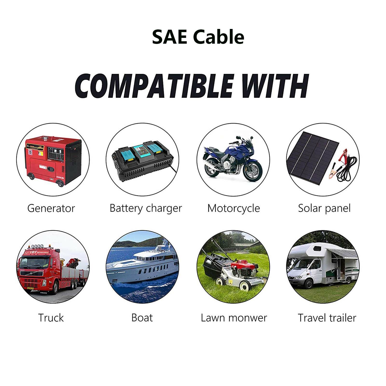 10AWG SAE Socket Solar Harness Panel Mount Weatherproof Sidewall Power DIY Cable